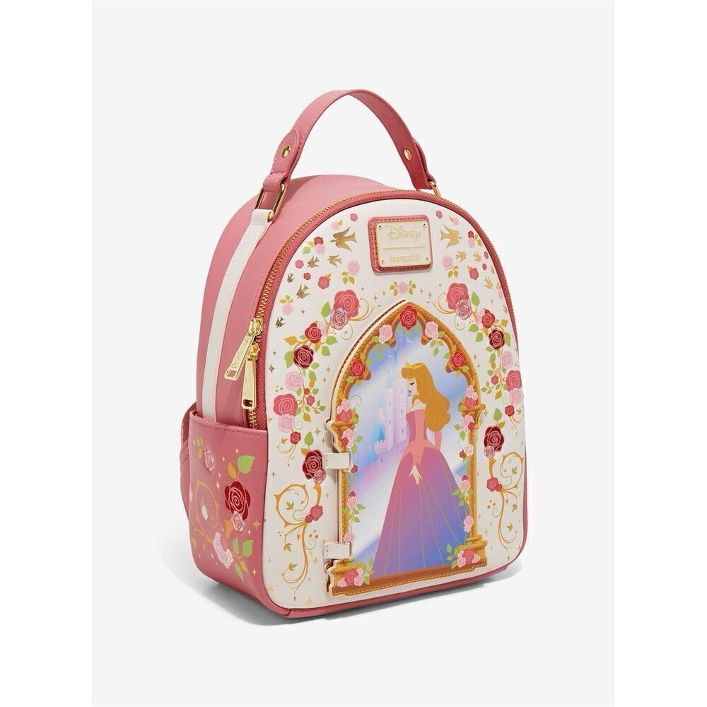 Loungefly Disney Sleeping Beauty Aurora Hinge Portrait Floral Mini Backpack - Picture 8 of 9